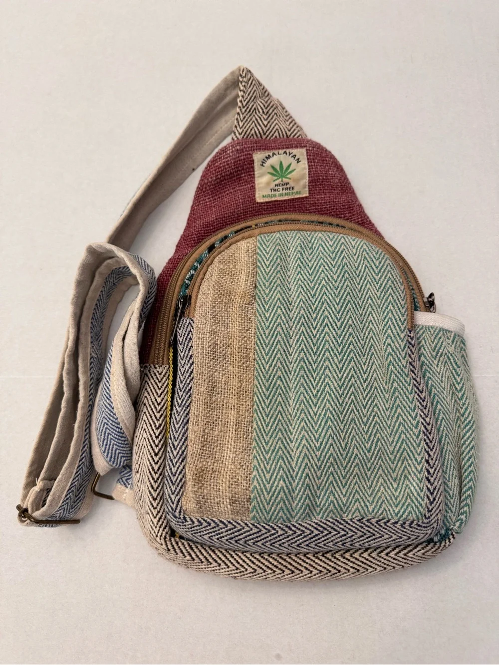 Himalayan Natural Hemp Cotton Sling Bag Crossbody Handcrafted in Nepal
